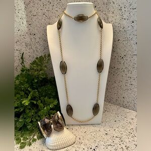 Sogoli smoky brown necklace and smoky gem bracelet